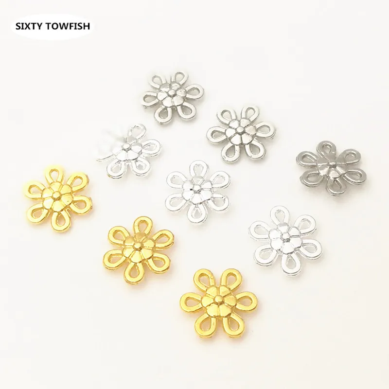 

200 Pieces/lot 9mm Silver/Gold color/White K DIY Jewelry Components Findings Metal Filigree Big Flower Slice Charms