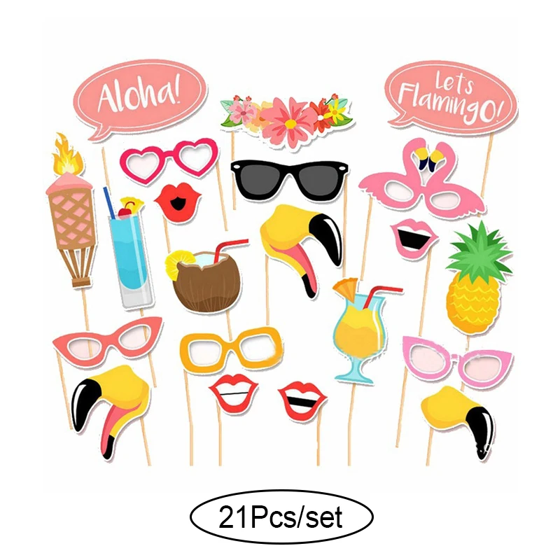21Pcs set 10-60 шт DIY фото стенд реквизит забавная маска очки Усы губы на палочке День Рождения невесты свадебные украшения вечерние аксессуары - Цвет: 21Pcs set