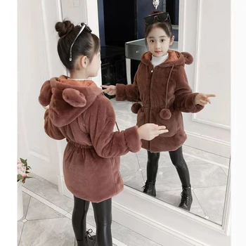 

New Arrivals 2019 Russian Winter Fur Jacket Parkas Coats Girls Outerwear Coats Thicken Windproof Hooded Parka Girls Clothing