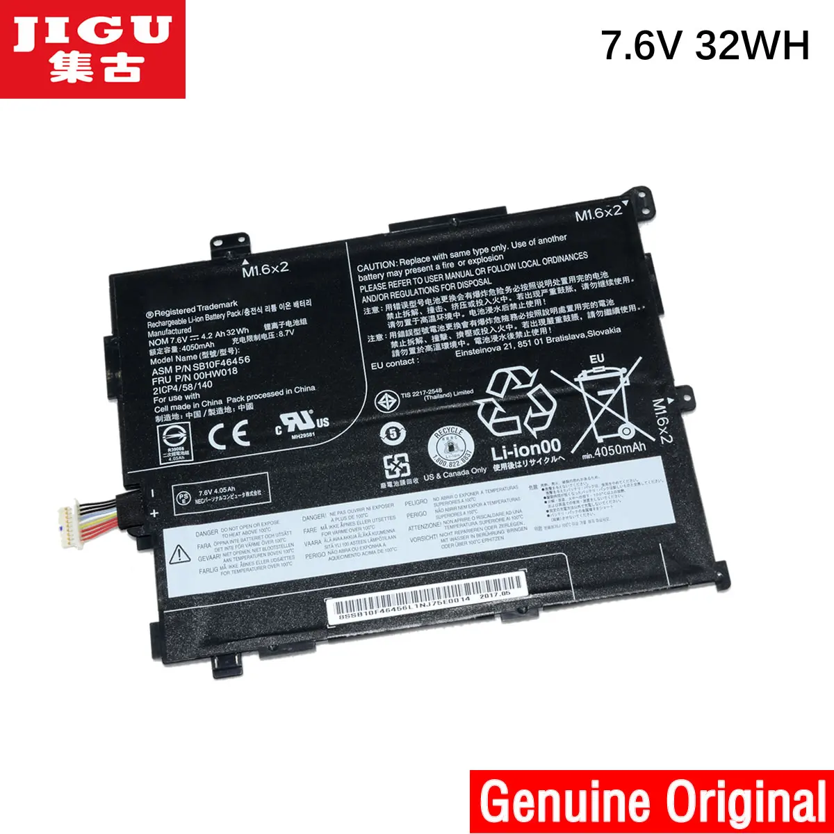 JIGU 7 6 V 32WH Оригинальный аккумулятор для ноутбука 00HW016 SB10F46454 SB10F46455 SB10F46456 Lenovo ThinkPad 10 2