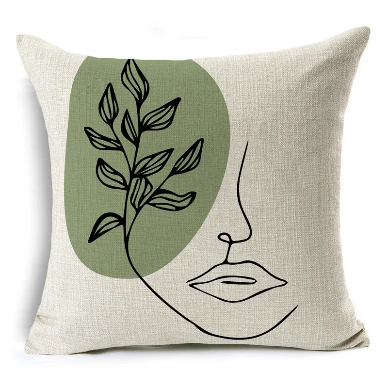 Leaf green decorative cushion cover flower pillowcase car sofa decorative pillowcase household pillow 45 x 45 cm