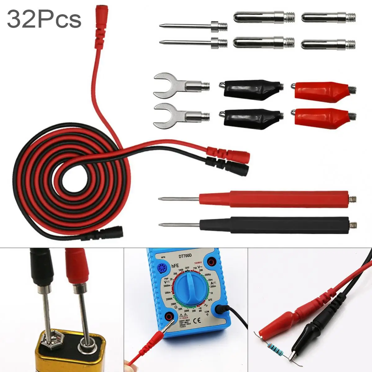 

Многофункциональный цифровой мультиметр 16 шт./компл., щуп, испытательный свинцовый кабель, зажим типа крокодил, инструмент, мультиметр, зонд, тестер, ведущий провод, инструмент