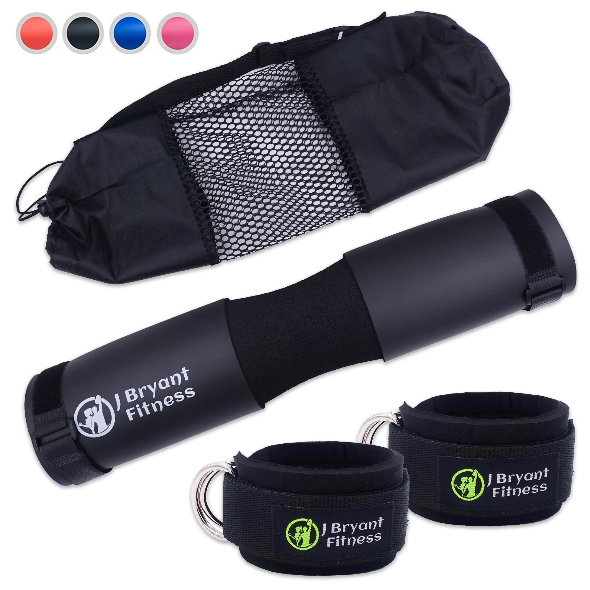 

Fitness Foam Barbell Pad and Ankle Strap Set for Resistance Booty Gym Weight Lifting Hip Thrust Squat Neck Shoulder Protective