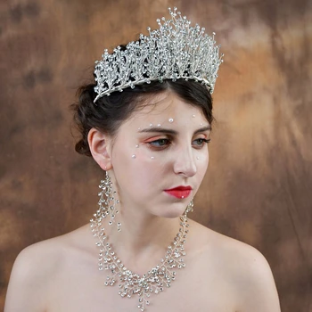 

Luxury Vintage Crown Bride Rhinestone Crystal Tiara Big Pricess Diadem Crowns And Tiaras Women Wedding Jewelry Accessories