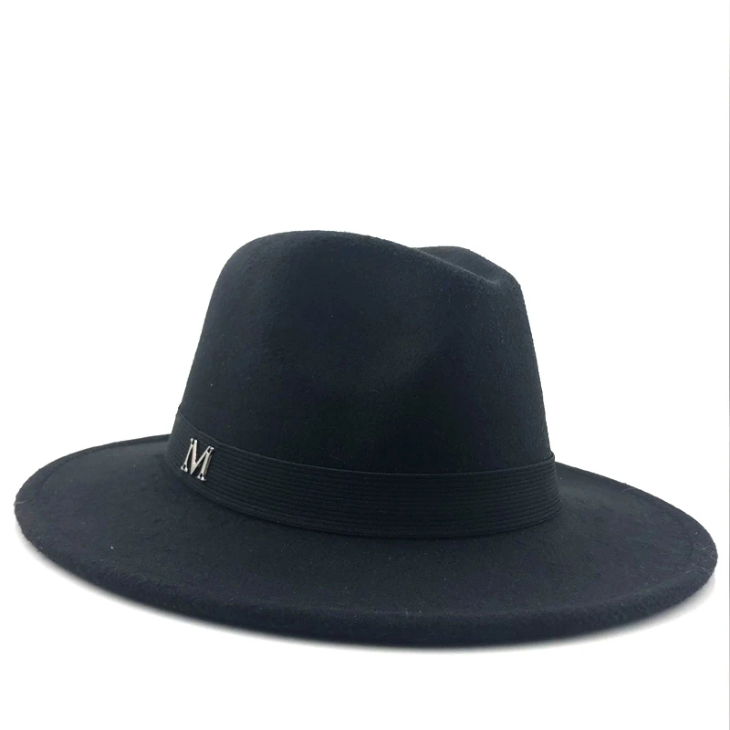 fedora hats for sale simple Wide Brim Autumn Female Fashion Top Jazz Cap Winter Fashion Wool Fedora Hat For Women Chapeau Femme Black Hats For Men fedora hats for big heads