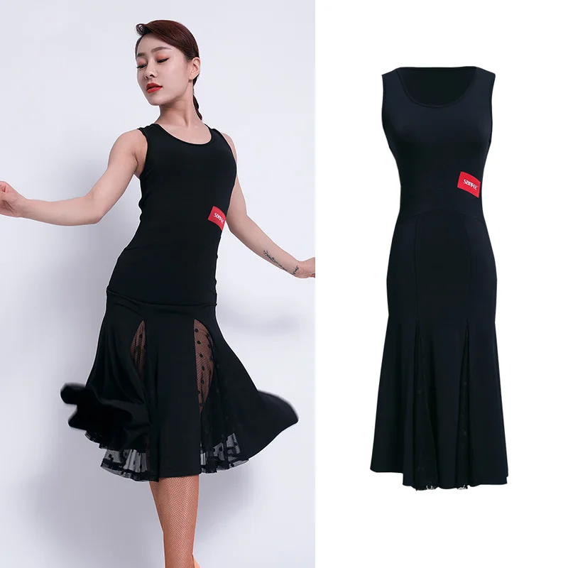 

Latin Dance Dress Women Black Sleeveless Sexy Backless Practice Clothes Samba Rumba Tango Salsa Dancing Wear Ladies DNV11801