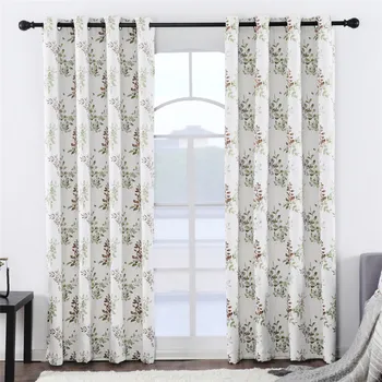 

Jacquard Leaf Blackout Curtains for Living Room Green Brown 1 Panel Hotel Quality Polyester Fabric Bedroom Kitchen Window Drapes