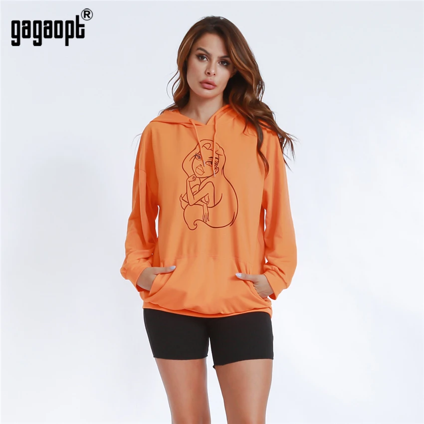 Gagaopt, осенне-зимняя толстовка с рисунком, женские модные топы, повседневные толстовки, толстовка с длинным рукавом