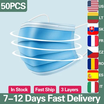 

50pcs 100pcs Face Mouth Protective Mask Disposable Protect 3 Layers Filter Earloop Non Woven Mouth Masks fast Shipping