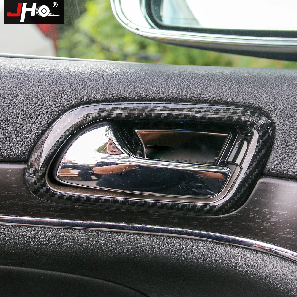

JHO ABS Carbon Grain Car Inner Door Bowl Overlay Cover Trim For Jeep Grand Cherokee 2014-2020 2019 2016 2015 17 Limited WK2 2018