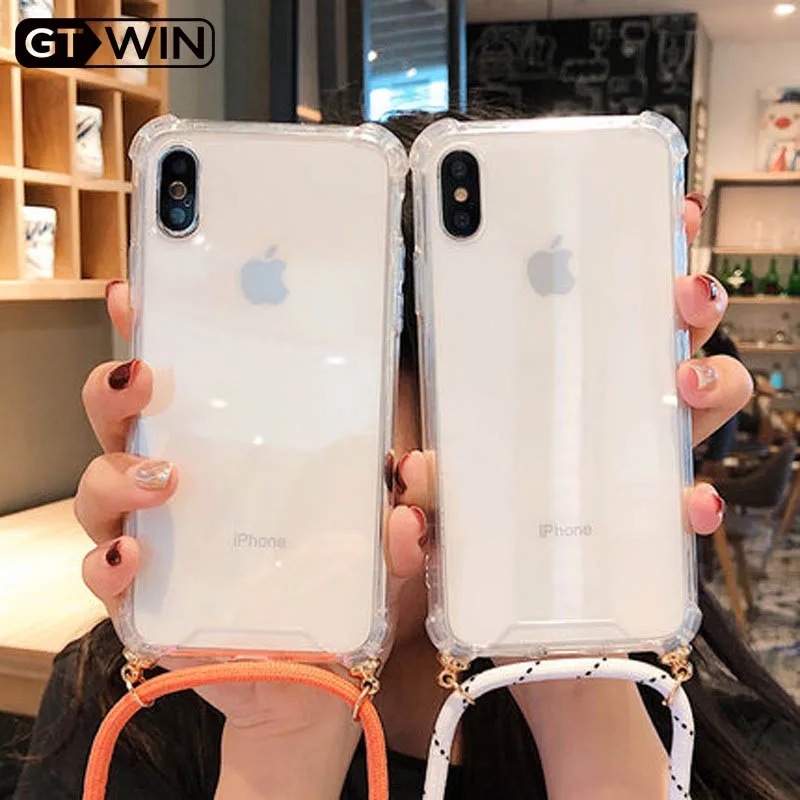 Черный чехол для телефона GTWIN с цепочкой и шнуром iPhone 11 Pro XS XR Max X 7 8 6 6s Plus|Бамперы| |