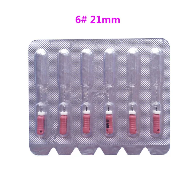 Size6 Red 21mm Стоматологическая C+ файлы Эндодонтический C-Пилот Файлы Нержавеющая сталь C файлы 8-15#6 шт./упак. корневого канала файлов с фокусным расстоянием 25 мм для Эндодонтический стоматологический - Цвет: Size6 Red 21mm