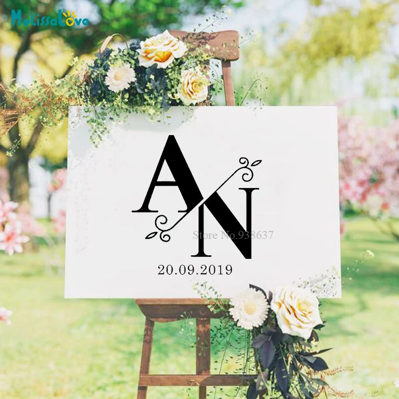 Description Picture 6 of itemSplit Monogram Wedding Car Window Decal Initial And Date Wedding Reception Party Sign Welcome Removable Vinyl Stickers BA344