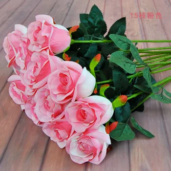 

Hot Sales Single Bottle Velvet Rose Coarse Cotton Cloth Artificial Flower Boquet Holder Wedding Road Lead Valentine' Living Room