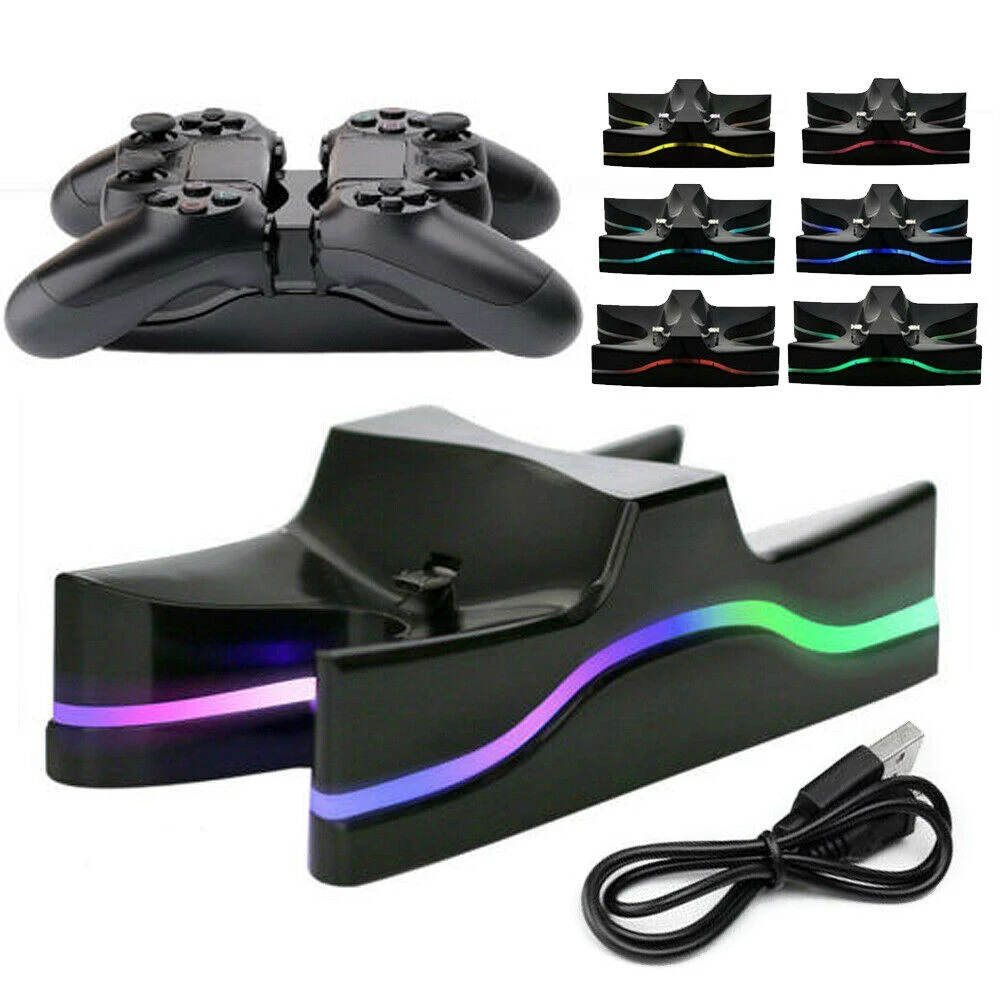 Светодиодный пульт дистанционного управления зарядное устройство для PS4 двойной док-станции USB быстрая зарядка подставка
