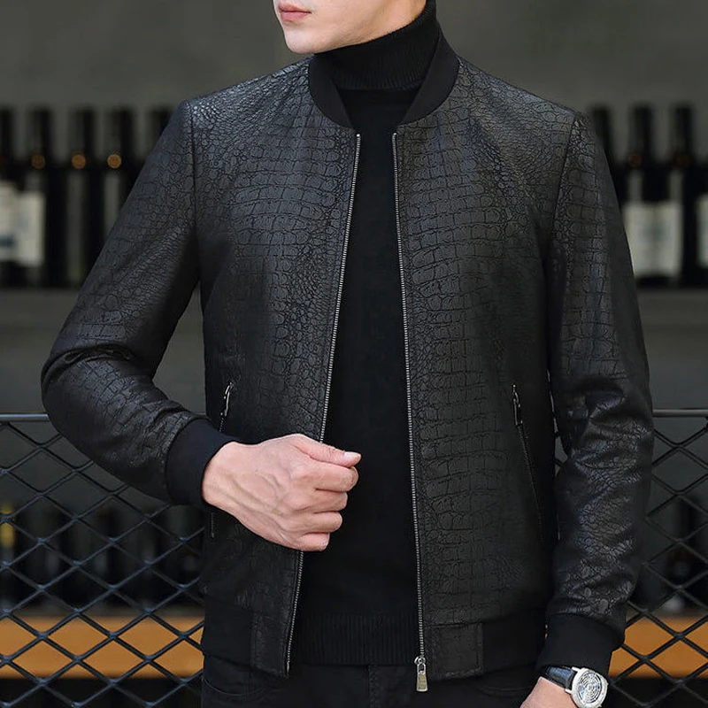 Spring/Winter Genuine Leather Jacket For Men Male High End Sheepskin Business Leisure Motorcycle Thin Coat Chaquetas Hombre - 4