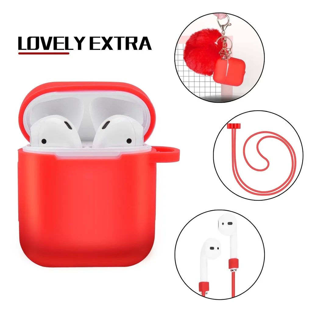 HIPERDEAL беспроводные наушники-вкладыши, стерео наушники для Airpods 2 и 1 зарядный чехол, силиконовый чехол и брелок с помпоном