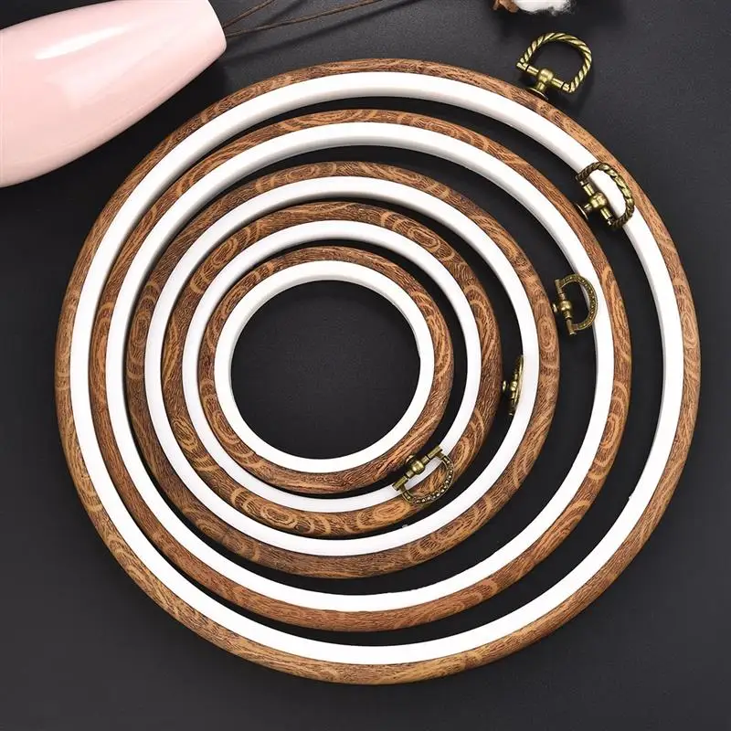 Sewing Tool Round Bamboo Embroidery Hoops Frame Set Plastic Embroidery Hoop  Rings For DIY Cross Stitch Needle Craft Tool