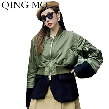 

QING MO 2020 Autumn Winter Women Temperament Coat Women Personality Patchwork Coat Female Casual Trench Coat ZQY5751