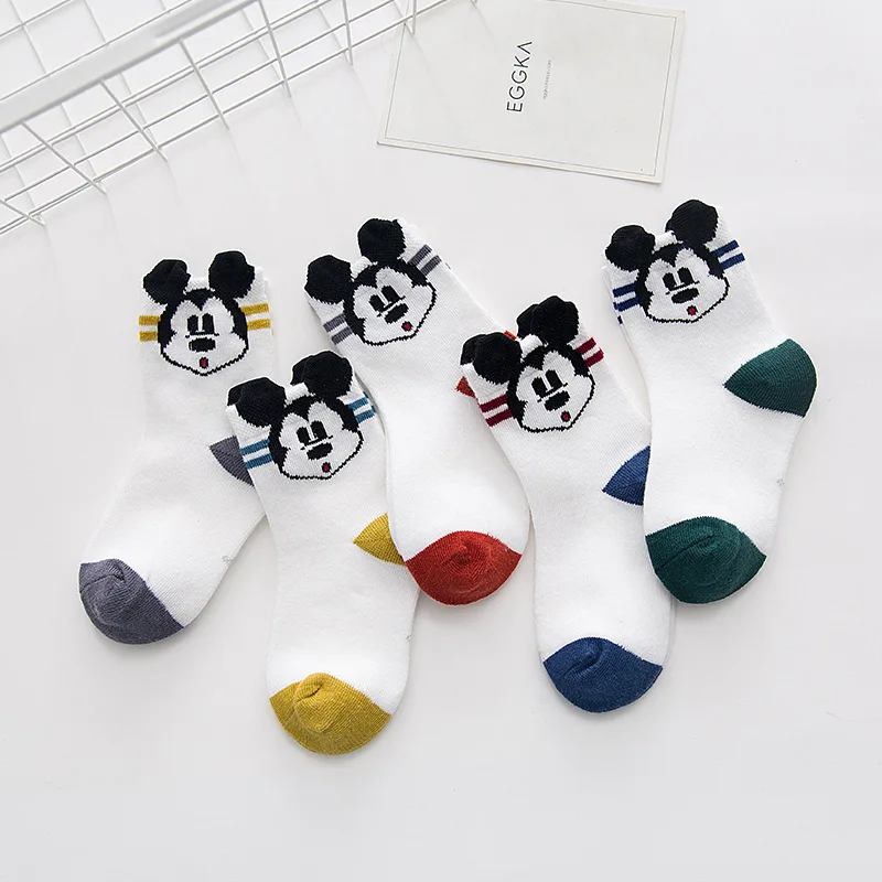 5 Pairs/lot New Autumn Soft Cotton Boys Girls Short Socks Cute Cartoon Pattern Cute Kids Socks for Baby Boys Girls 1-3Y