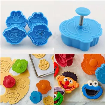 

4Pcs/set Cookie Cutters Fondant Cutter Plastic Muppet Shape Cookie Mold DIY Fondant Pastry Decorating Baking Cooking Tools