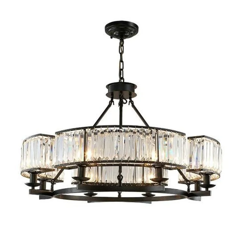 

Vintage Loft Style Crystal Lighting Fixture Bronze Black Crystal Chandelier Lampshade lamps for Living Room E14 Led lamp