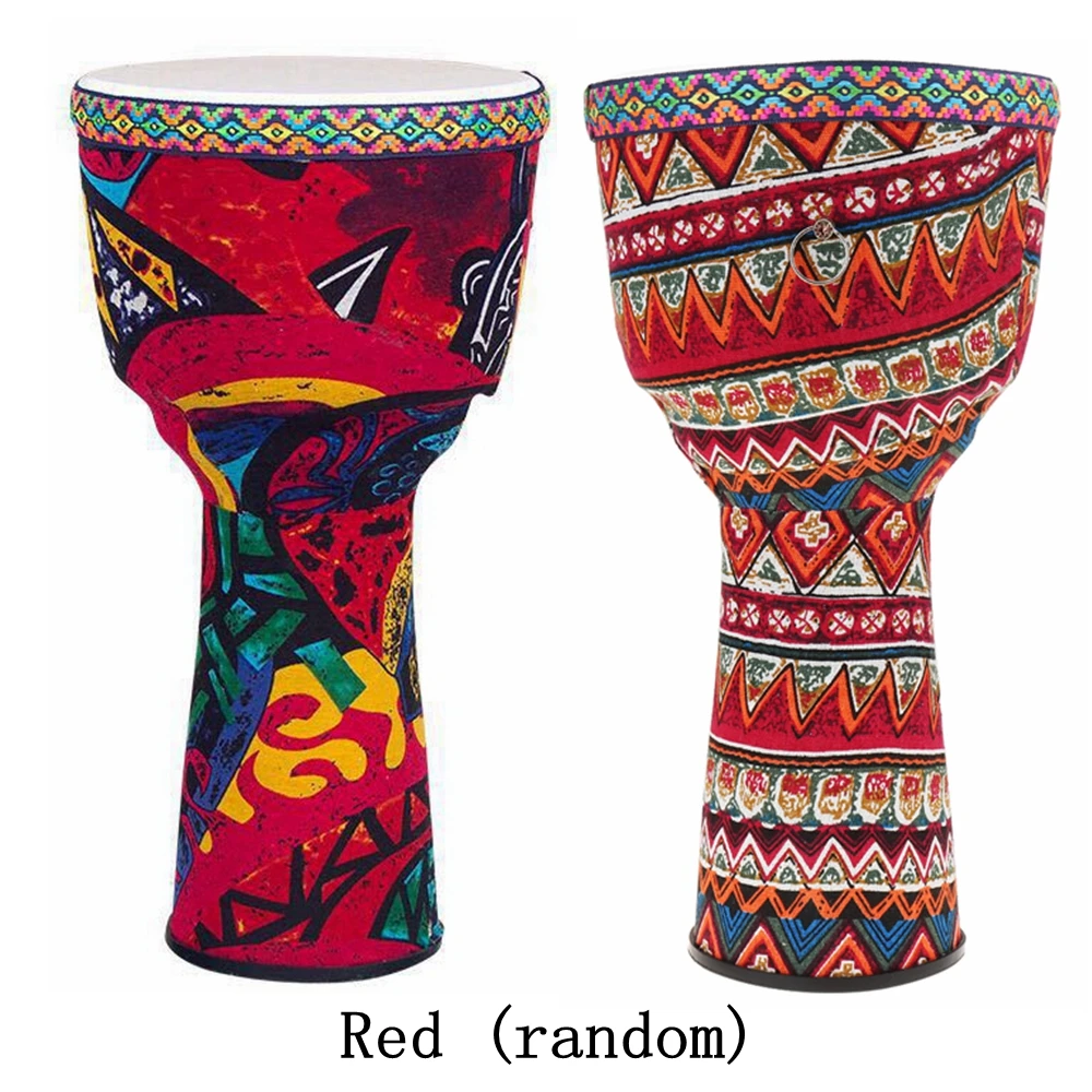 Барабаны 8 дюймов Африканский Djembe барабан красочные ткани искусства ABS баррель ПВХ кожи детей ручной барабан Ударные инструменты - Цвет: Красный
