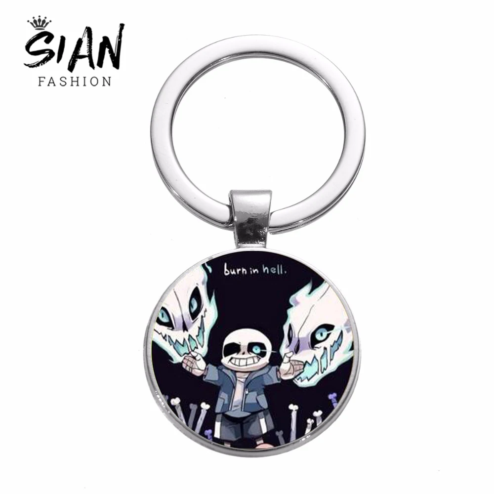 Азиатских смешная игра фигура Undertale брелок со стеклянным кабошоном хрустальных