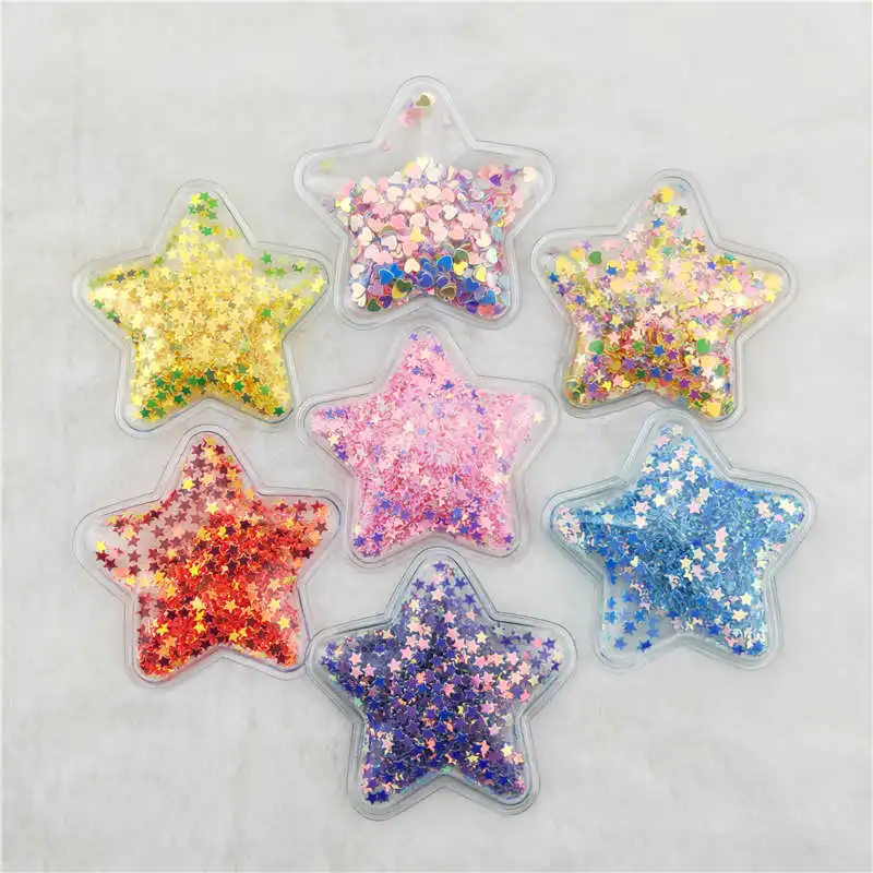 

70pcs/lot 5cm Star Transparent Bling bling Star Flowing Patches Appliques for Children clip and DIY Hair Clip Accessories