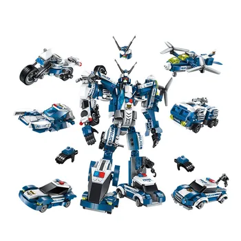 

1407 Qman Assemble Robot Toy Intelligent Changeable Car Building Blocks