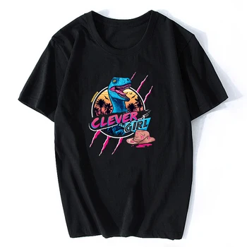 

JURASSIC PARK Print T Shirt Men Funny Harajuku Tops Tees Hipster Rock Dinosaur Tshirt Black Short Sleeve Plus Size T-shirt