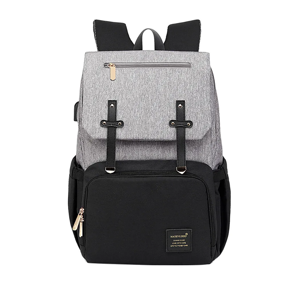 

Waterproof Backbag Mummy Bag Color Matching With USB Women Backpack Large-capacity Travel Anti-theft Backpack Female #3E