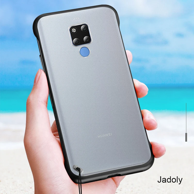 Frameless Transparent Matte Hard Phone Case For Huawei Mate 20 Pro Case Mate 20 Pro Back Cover With Finger Ring Lanyard