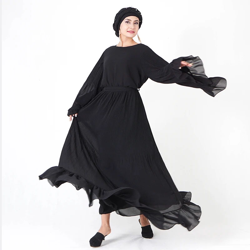 Abaya Дубайский Мусульманский платье хиджаб восточный женский халат для женщин Jilbab Caftan Исламская, молитвенная одежда турецкие платья платье без рукавов Femme