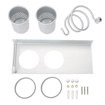 

Space Aluminum With Double Barrel Hair Dryer Rack Home Bathroom Wall Mounted Holder Organizer Stand Storage Hanging Rack