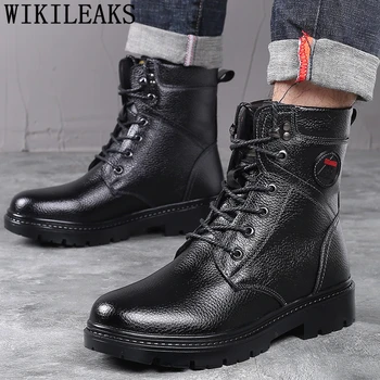 

Men Boots Genuine Leather Snow Boots Winter Shoes Men Black Chukka Boots Men Botas Moto Hombre Bota Masculina Sepatu Pria Buty