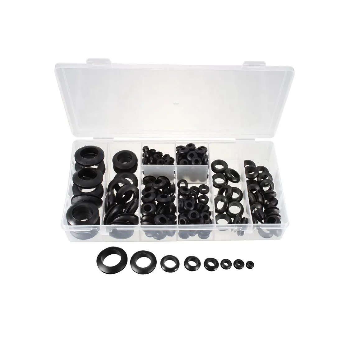 

uxcell 200x Rubber Grommet Assortment Set 8 Size Wire Gasket Ring Black for Hole Plug Cable Restoration and Wiring Jobs