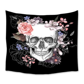 

Skull Flowers Black Tapestry Wall Hanging Wall Decor Tapestries Bedspread Sheet Carpet Throw Yoga Mat Home Bedroom Decoration