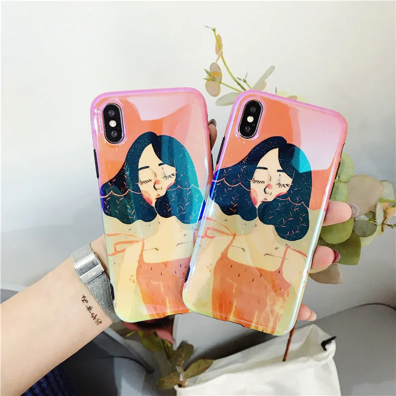 Meachy Blue Ray Lady Face Phone Case For iphone 11 Pro Max Back Cover iPhone XS X XR 6 6S 7 8 Plus Coque |