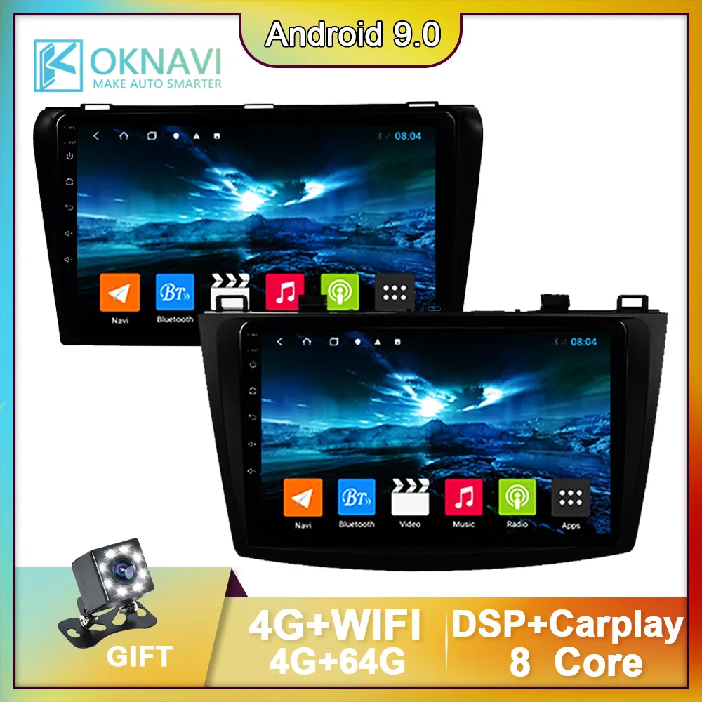 

For Mazda 3 2004-2013 Android 9.0 DSP 9 Inch Smart Car Radio GPS Navigation Stereo Viedo Multimedia Player 4G+Wifi Carplay OBD