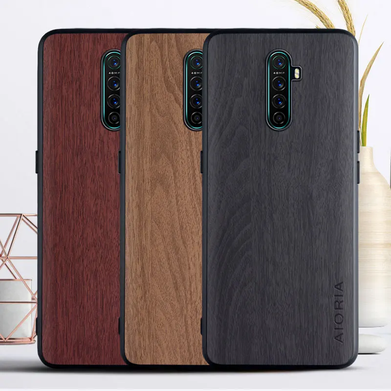 Винтажный чехол для OPPO Realme X2 Pro X7 pro из ТПУ + ПК искусственной кожи с деревянным