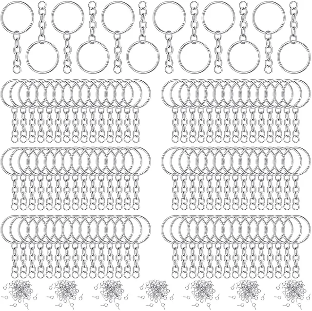 70 Portachiavi Con Anello - Set Fai Da Te Per Gioielli, Argento, 25mm - Foto 9