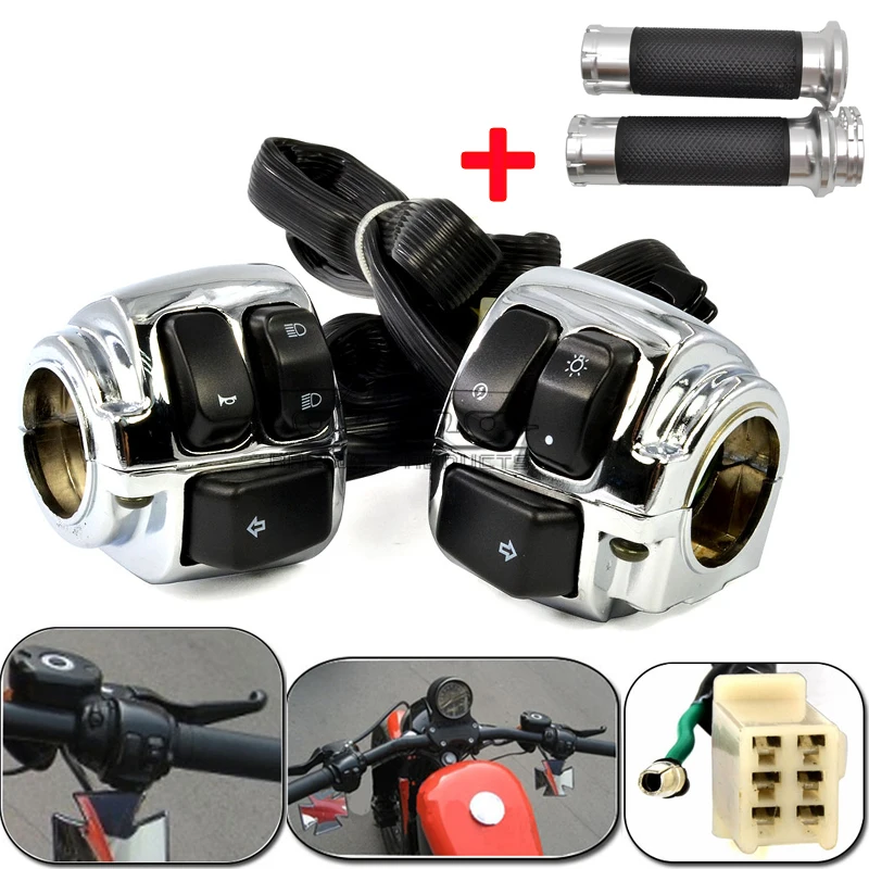 7/8&quot Handlebar Horn Turn Signal Light Button Control Switch 1&quot25mm For Sporster 883 1200 XL XR XLH V-ROD Touring Softail Dyna |