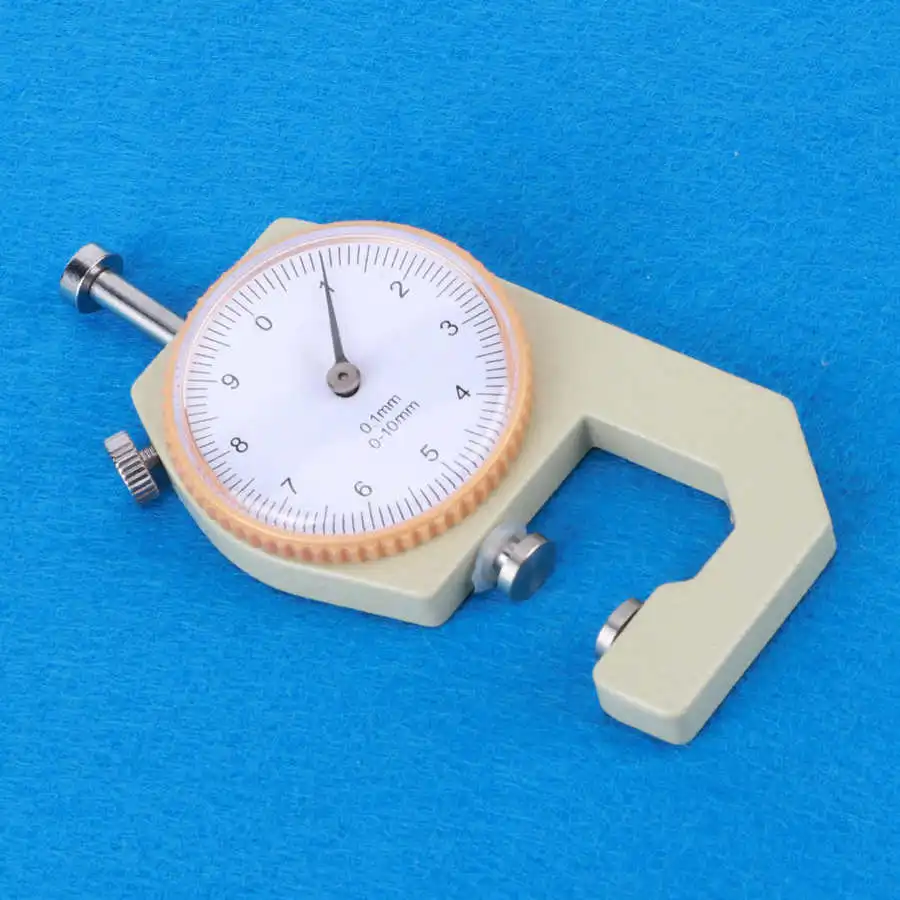 Portable 0-10mm Thickness Gauge Silver Aluminum Alloy High Accuracy Film Paper Jewelry Leather Thickness Meter Measuring Tool
