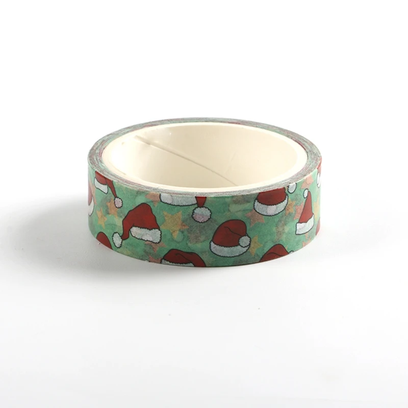NEW 1PC Cute Christmas Santa hat Print Japanese Washi Tape for Planner Scrapbooking Decorative Masking Tapes Stationery