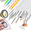 Set 15 Brush + 5 Dotting Pen + 5 Rolls Tape Striping Line Tips + 1 Case Holder Nail Art Gel UV Polish Drawing Manicure Tools 2