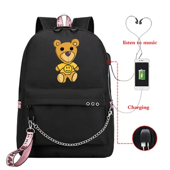 

Fashion Usb Charging Bookbag with Usb Cable Line Bags Justin Bieber School Backpacks Teeanger Girl's New Travel Backpack Bags