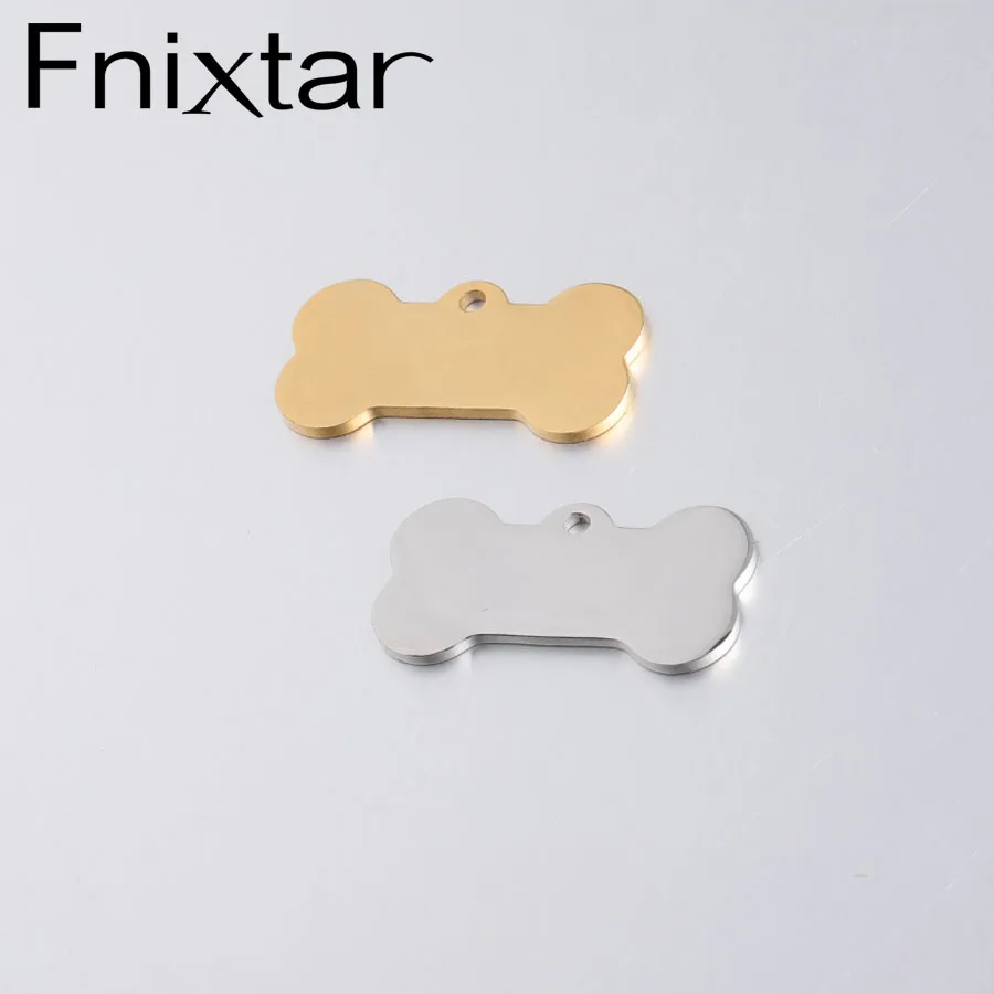 

Fnixtar Mirror Polished Stainless Steel Pet ID Tag Bone Charms DIY Custom Engraved Dog Pet Name Pendant 16*31mm 20piece/lot