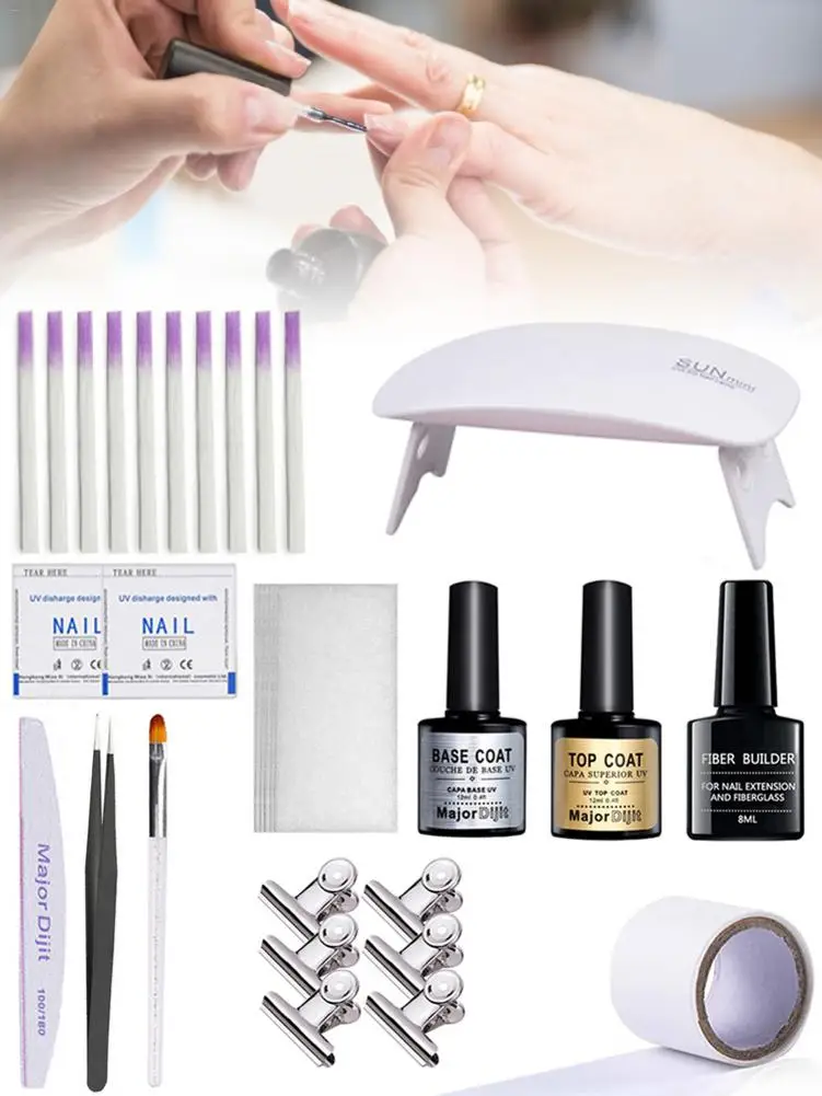 Профессиональный Стекловолоконный набор для ногтей, наращивание и ремонт волокнистых гвоздей для наращивания ногтей, советы для наращивания ногтей, маникюрный салонный набор инструментов