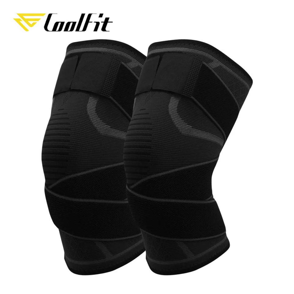 CoolFit 1 пара коленный Бандаж Компрессионный Рукав с ремешком для лучшей поддержки и обезболивания при разрыве Meniscus, артрите, баскетболе